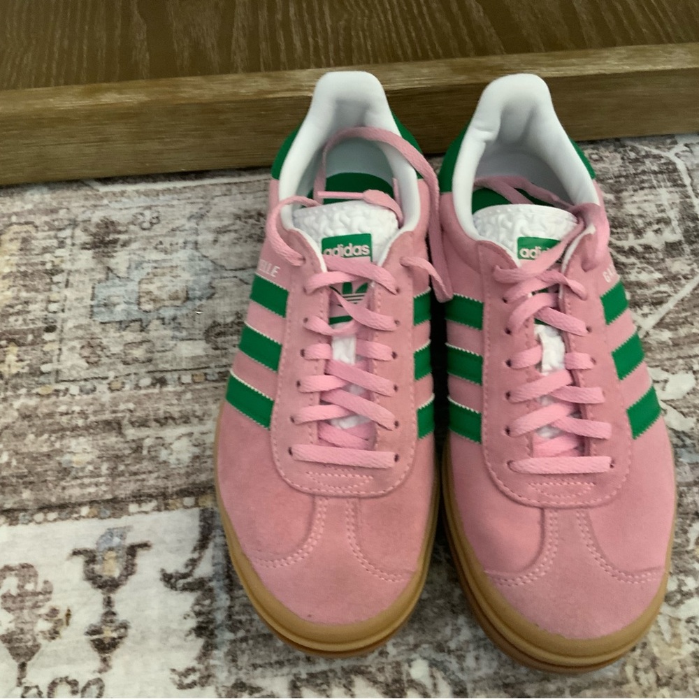 Adidas Pink and Green Classic Sneakers